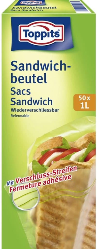 Toppits Lunchzakjes Hersluitbaar 1 liter - 3 x 50 stuks - Voordeelverpakking