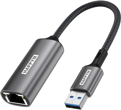 USB A naar RJ45 Ethernet Adapter – Gigabit 1000 Mbps – USB 3.0 naar LAN Netwerk Adapter – Plug & Play – Aluminium – Voor Laptop, PC, TV-Box