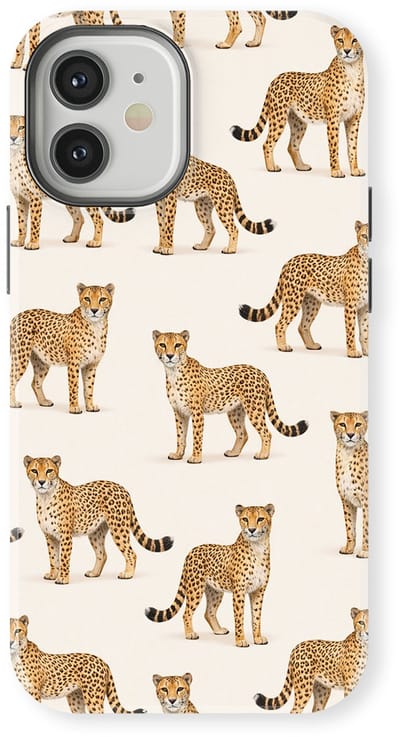 Safari Tough Case geschikt voor iPhone 12 Mini | Premium hoesje met Safari Dieren Design | Geschikt voor Mag | Dieren Print Backcover geschikt voor iPhone 12 Mini Cheetah