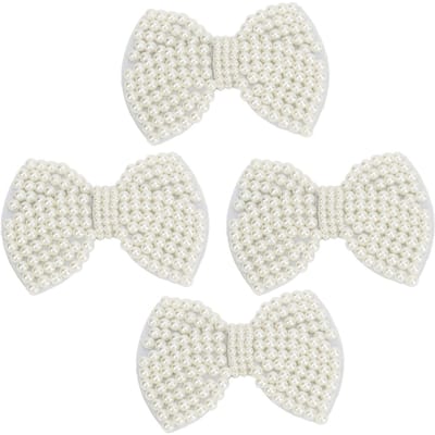 Kraal Strik Schoenklemmen Afneembare Decoratieve Strik Schoen Gesp voor Bruiloft Bruidsschoenen Hoge Hakken 4 stuks beige