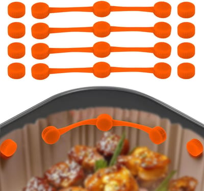 Dailygoods- Airfryer Magneten - 4 Sets Siliconen Gespen - Inclusief 4 Strips/8 Gespen - Bescherming Tegen Krassen - Accessoires Voor Bakpapier - Veilig Gebruik - Luchtfrituuraccessoires