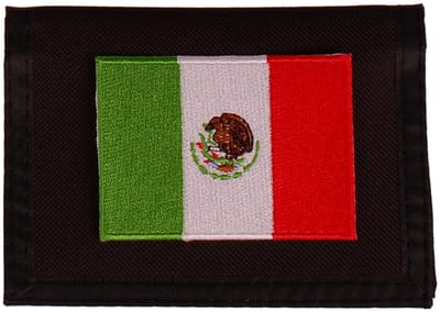 Portemonnee zwart 14x10cm - Vlag Mexico - 8x6cm