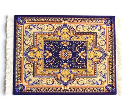 Creatieve Mini Muismat met Oriëntaals Tapijtpatroon van Textiel en Katoenen Franje - 28 x 18 cm, Perfect voor Computeraccessoires en Bureau Decoratie