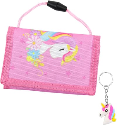 Dailygoods- Portemonnee Kinderen - Duurzaam Nylon - Sleutelhanger - Multifunctionele Opbergruimte - Raket/Graafmachine/Eenoorn/Vlinder - 24x12 cm geopend - Kindertas