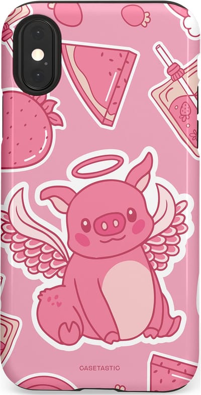 Casetastic Hoesje Geschikt voor Apple iPhone X/Xs - Stijlvolle Beschermende Duo-layer Case - Varken vleugels