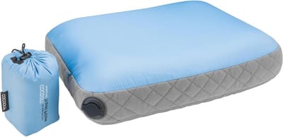 Reiskussen - Opblaasbaar Kussen - Comfortabel Slapen - Lichtgewicht Air Core - 28x38cm - Lichtblauw Grijs
