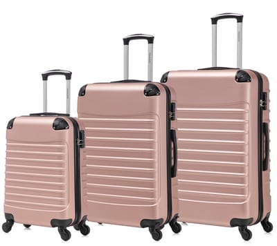 Travelerz Rome Kofferset 3-Delig – Handbagage 39L + Large 69L + Extra Large 95L – Lichtgewicht ABS – Spinner Wielen – Rosé Goud – Met Cijferslot