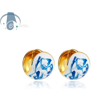 Bague en Porcelaine Bleue et Blanche Style Chinois Bijoux en Céramique Bague Vague d'Eau Goutte d'Huile Mode Antique Vintage Cadeau Pour Femmes Hommes white