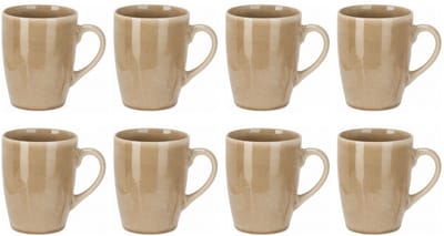 Siaki Koffiemok / theemok Faye - beige - set 8x - 340 ml - mokken - kerammiek - tas
