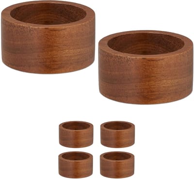 Doodadeals® - Servetringen – Servethouders – 2,5 x 5 cm – Hout – Set van 6