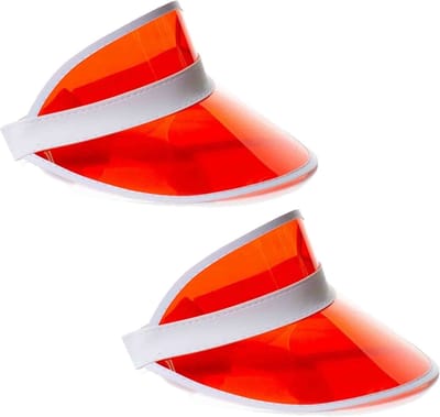 Partychimp Jaren 80 transparante zonnkleppen - 2x stuks - Rood