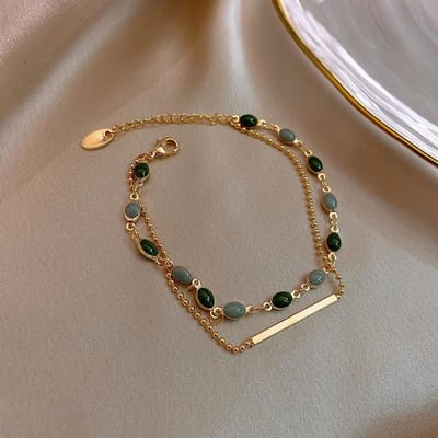 Vrouwen bedelarmbanden voor vrouwen goudkleurige kralenketting dubbellaags verstelbare armband sieraden cadeau gray