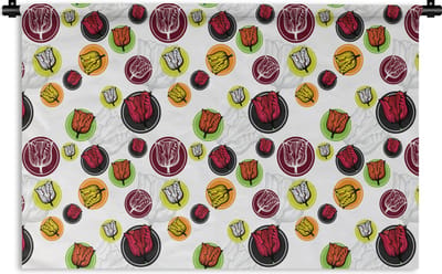 Wandkleed - Wanddoek - Tulp - Bloemen - Patronen - 180x120 cm - Wandtapijt
