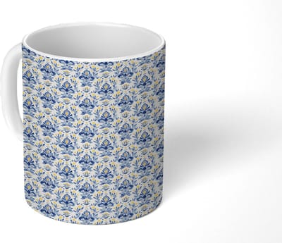 Mok - Koffiemok - Frans - Citroen - Royaal - Blauw - Geel - Mokken - 350 ML - Beker - Koffiemokken - Theemok