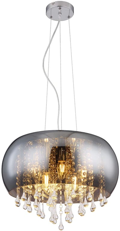 Globo - hanglamp - Kalla - chroom - metaal smoke glas - Ø 44cm - E14 - 15809H1