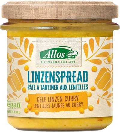 Allos Linzenspread gele curry 140 gram