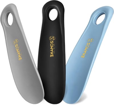Korte Schoenlepel Set - 3 Stuks - Klein - Kunststof - 18.5 CM - Zwart, Blauw, Grijs