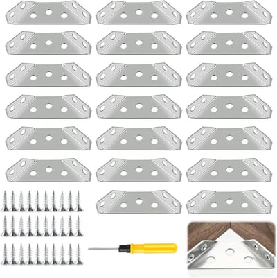 Hoekverbinders Set - Bevestigingshoek Meubels - Meubels Versterken - Roestvrij Staal - 20 Stuks 65mm - Zilver