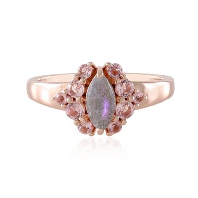 Cavill - Zilveren ring rosé verguld - 0,547 ct Roze Minary Labradoriet marquise, 0,444 ct Roze Toermalijn - Elegante damesring