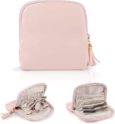 Draagbare Sieraden Organizer met 6 Lagen, Mini Sieradenopslag, Coin Pouch, Perfect als Cadeau, Roze Kleur