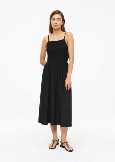Midi Jurk Zonder Mouwen Van Jersey Met Smockdetails En Fijne Spaghettibandjes Dames s.Oliver