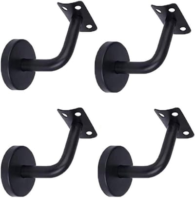 Handrail Holders - RVS Handrail Holders - Wandgemonteerd - Handrail Holders voor Trapleuningen - 4 Stuks - Zwart