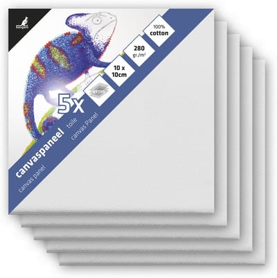 Kangaro canvaspaneel - 10x10 cm - 3mm board - 3x primed - set 5 stuks