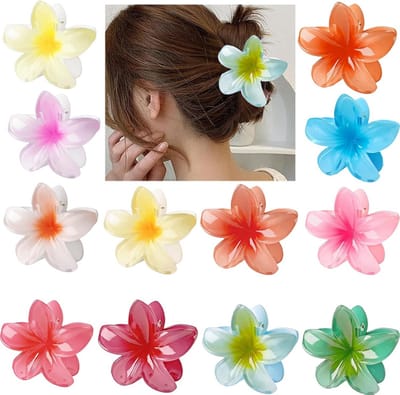 12x Bloem Haarspeldjes 8 cm - Clips voor Dames & Meisjes - Sterke Grip voor Alle Haartypes