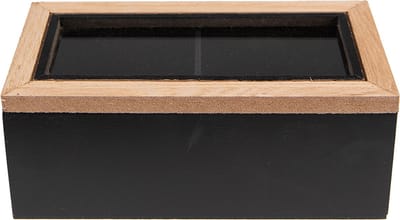 Clayre & Eef Theedoos 18x9x7 cm Zwart Bruin MDF