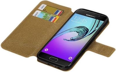 Cross Pattern TPU Bookstyle Hoesje - Wallet Case Telefoonhoesje - Geschikt voor Samsung Galaxy A3 (2017) Goud