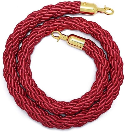 Afzet Touw - Gedraaid Touw - Crowd Management - Gouden Haken - 2 Meter Lengte - Rood