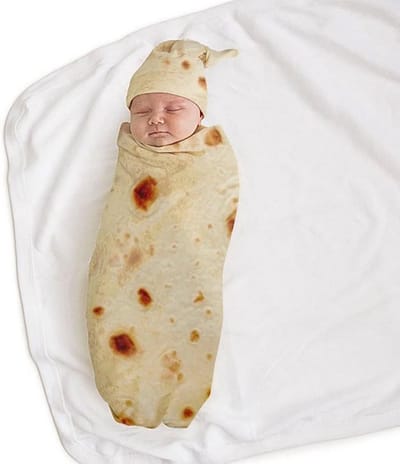 Babyslaapzak Wikkeldoek Tortilla met Mutsje - Zachte Flannel Doek voor Newborn
