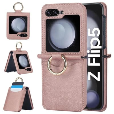 Leren Ring Telefoonhoesje voor Samsung Galaxy Z Flip 6 5 4 3 Flip6 Flip5 Flip4 Flip3 Portemonnee met Kaarthouder Schokbestendige Cover For Galaxy Z Flip4