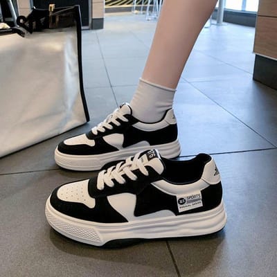 Platform Witte Schoenen Kinderen Lente en Herfst Nieuw Ins Trendy Veelzijdig Sport en Vrije Tijd Board Schoenen 40 zwart