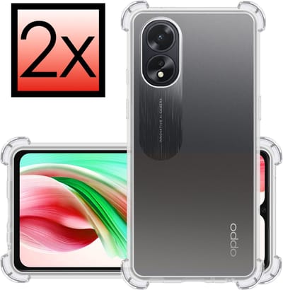 Hoesje - 2 Stuks - Geschikt voor OPPO A38 - Sterk & Shockproof - Siliconen Case - Back Cover - Telefoon Hoes Shock Proof - Transparant