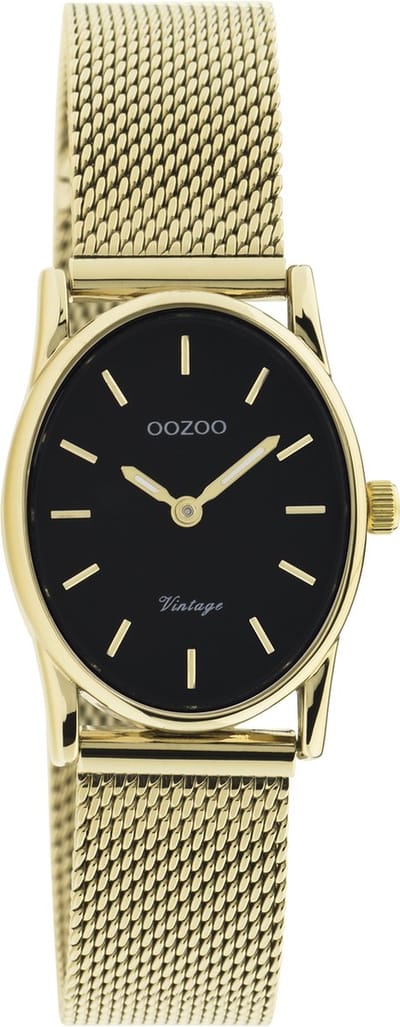 OOZOO Vintage series - goudkleurige horloge met goudkleurige metalen mesh armband - C20259
