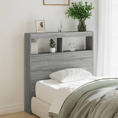vidaXL - Hoofdbordkast - met - LED-verlichting - 100x17x102 - cm - grijs - sonoma