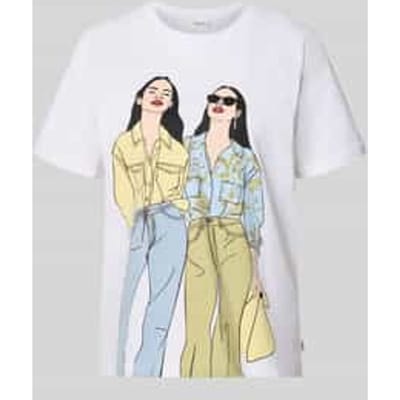 Zachte katoenen T-shirt met print aan de voorkant en logo patch voor vrouw s.Oliver