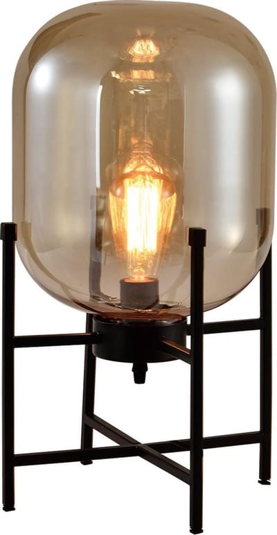 QUVIO Tafellamp modern / Nachtlampje / Bedlamp / Bureaulamp / Lamp tafel / Verlichting / Leeslamp / Sfeerlamp / Slaapkamer lamp / Slaapkamer verlichting / Keukenverlichting / Keukenlamp / Eettafellamp - Glazen stolp in metalen frame - Diameter 28 cm