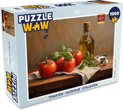 Puzzel Tomaten - Olijfolie - Stilleven - Legpuzzel - Puzzel 1000 stukjes volwassenen
