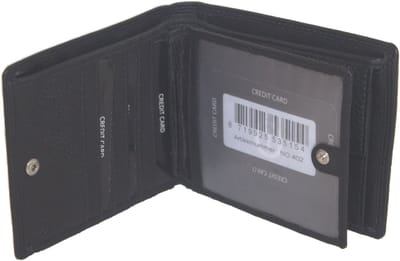 Oi zwarte lederen billfold veel pasjes / platte heren portemonnee met pasjes verticaal / ruime maar dunne herenbeurs / RFID safe / zwart leer / 402