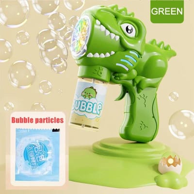 6-gat Dinosaurus Bellenblaas Machine Elektrisch Pistool met Licht Volautomatische Zeep Blaaser Buitenspel Speelgoed groen