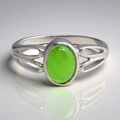Cavill - Zilveren ring 925 sterling met 0,84 ct ovale cabochon keizerlijk chrysopraas - Elegante groene edelsteen ring maat 17