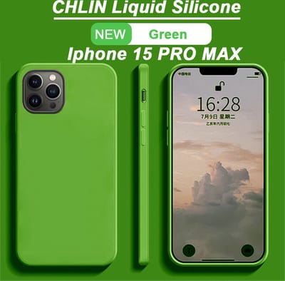 CL CHLIN Siliconen Hoesje voor iPhone 15 Pro Max – Groen – Zachte Binnenvoering – Verhoogde Randen
