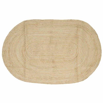 vidaXL - Gebied - Tapijt - Natuurlijk - en - Wit - 152 - x - 245 - cm - Jute