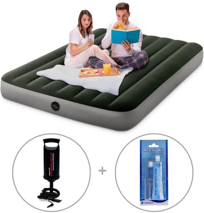 Intex Prestige Downy luchtbed | Twijfelaar | 191 x 137 x 25 cm | Inclusief handpomp + reparatiekit