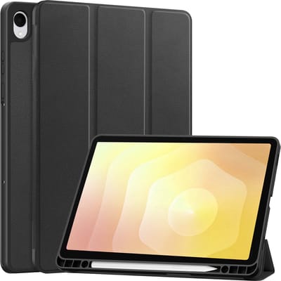 Hoes - Geschikt voor Samsung Galaxy Tab S11 - Dun & Stevig - Trifold Bookcase - Hard Cover Case - Met Uitsparing Geschikt voor S Pen - Hardcover Book - Tablet Hoesje - Zwart