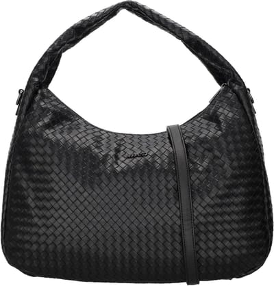 Schoudertas Dames - Lederlook Tas - Dagelijks Gebruik - Geweefd Patroon - 40 x 29 cm - Zwart