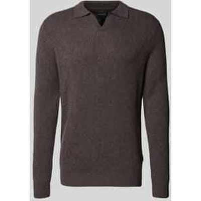 Regular fit gebreide pullover met polokraag van wolmix