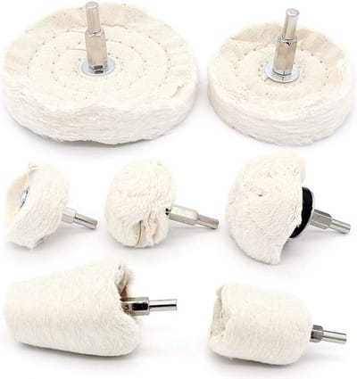 Polijstschijf voor boormachine 7 stuks 6 mm schacht polijstopzetstuk polijstwiel polijstkegel polijstpad voor Manifold aluminium roestvrij staal chroom